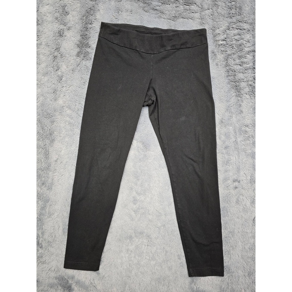 Time and Tru Womens Black Solid Stretch Leggings Size Large 12-14 Ankle Length